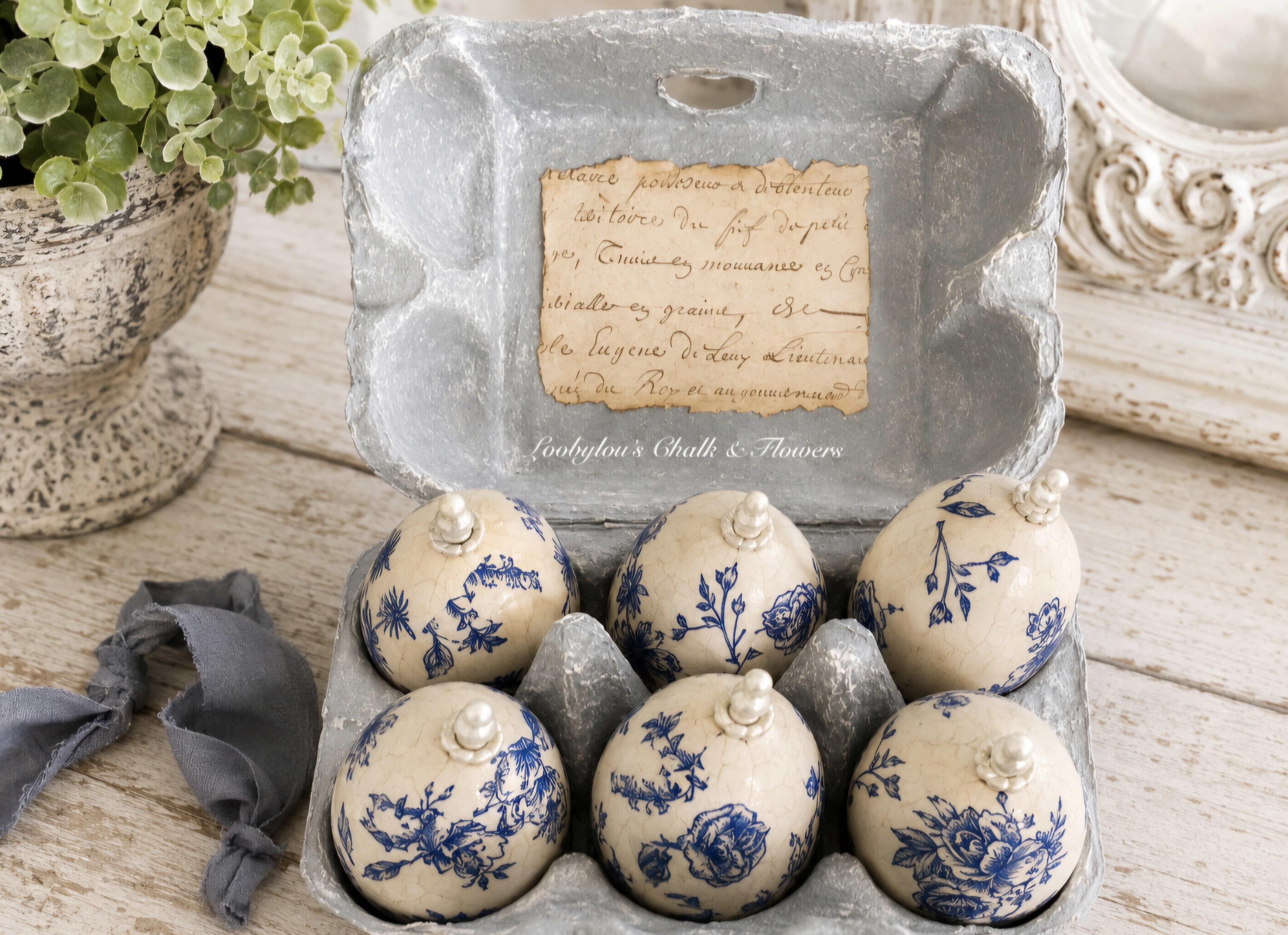 French Rustic Charm Faux Eggs & Carton  (photo 6 of 6)