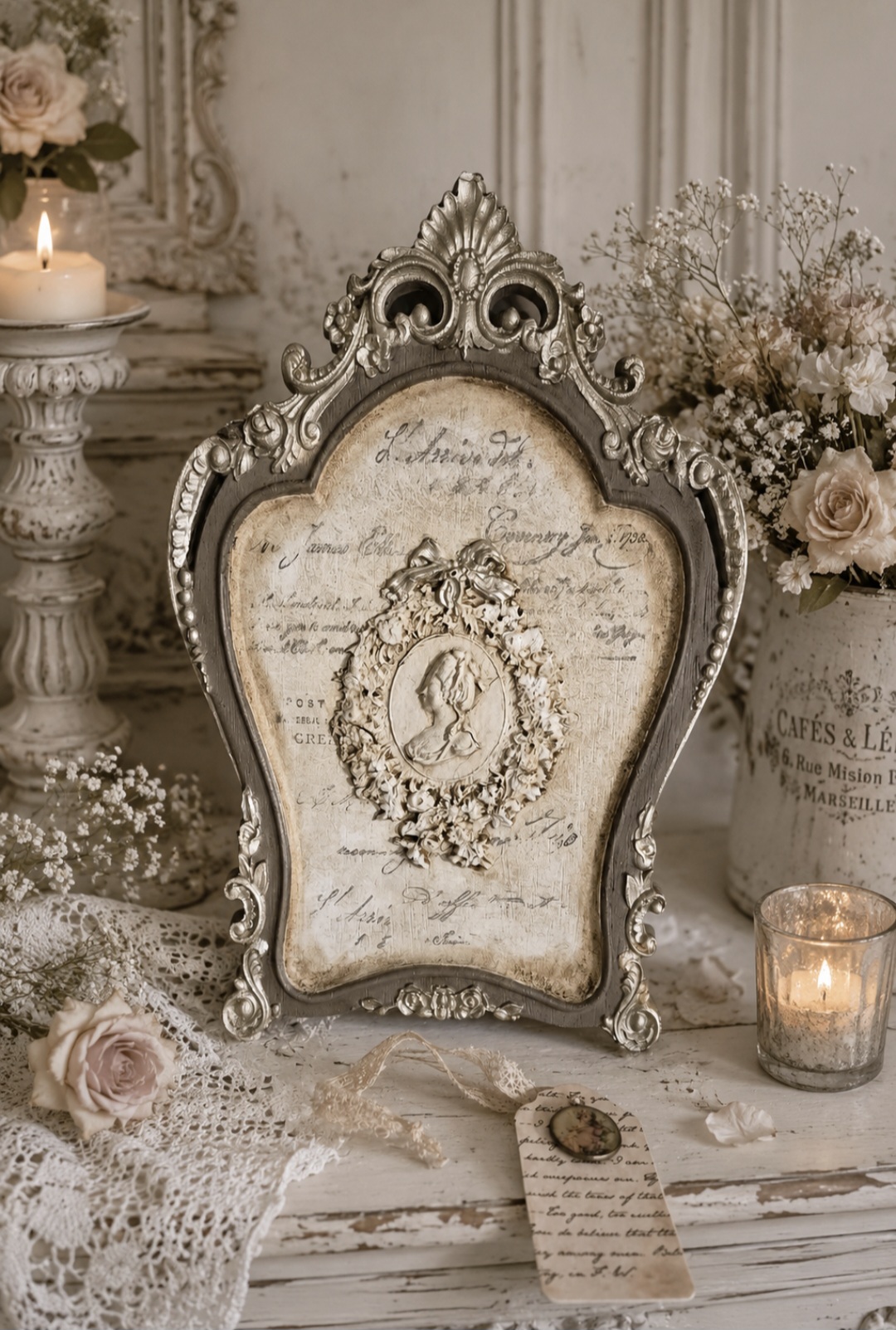 Handmade Vintage Cameo Wall Plaque  (photo 1 of 3)