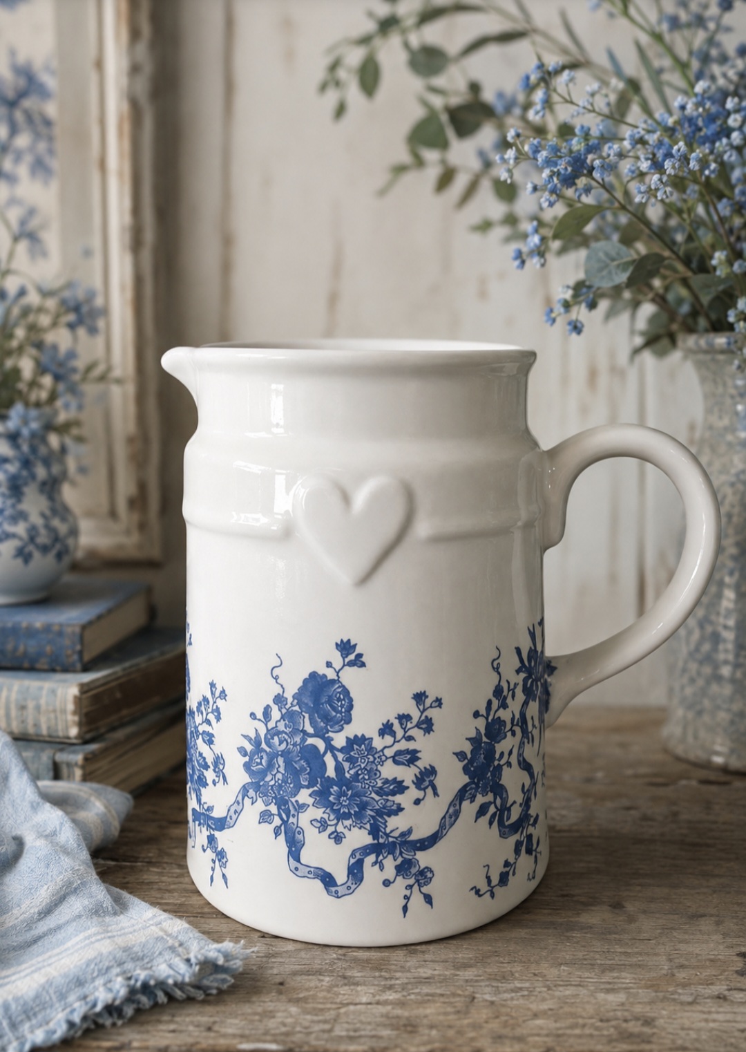 Floral Ceramic Pitcher 