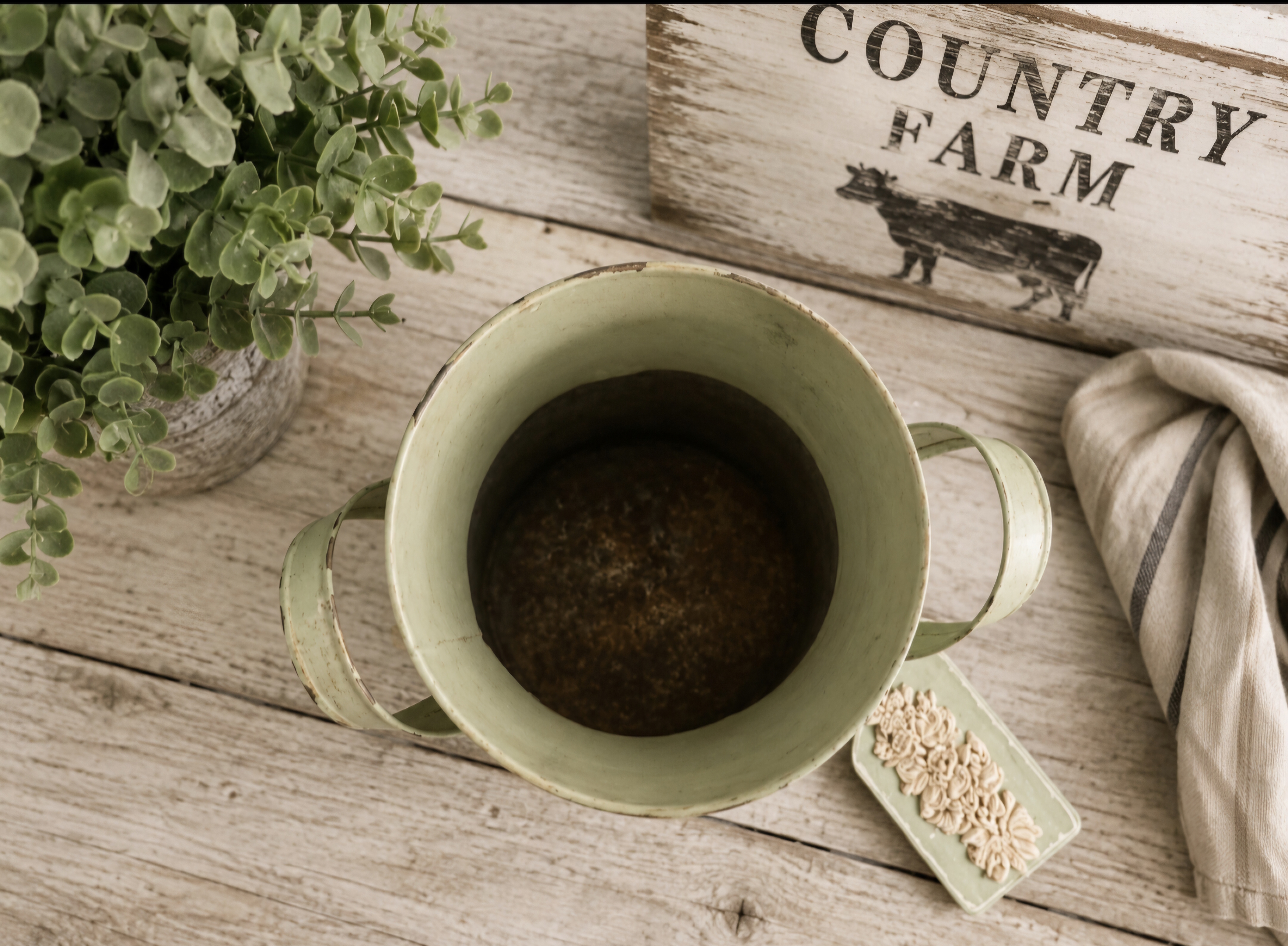 Vintage Sage Metal Milk Churn (photo 3 of 3)