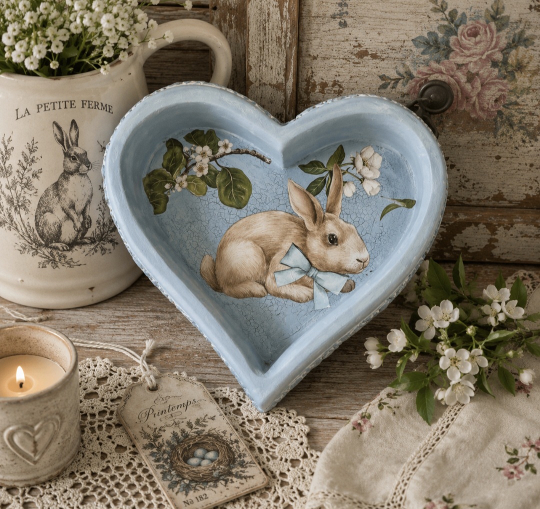 Handmade Wooden Heart Bunny Dish (photo 1 of 4)