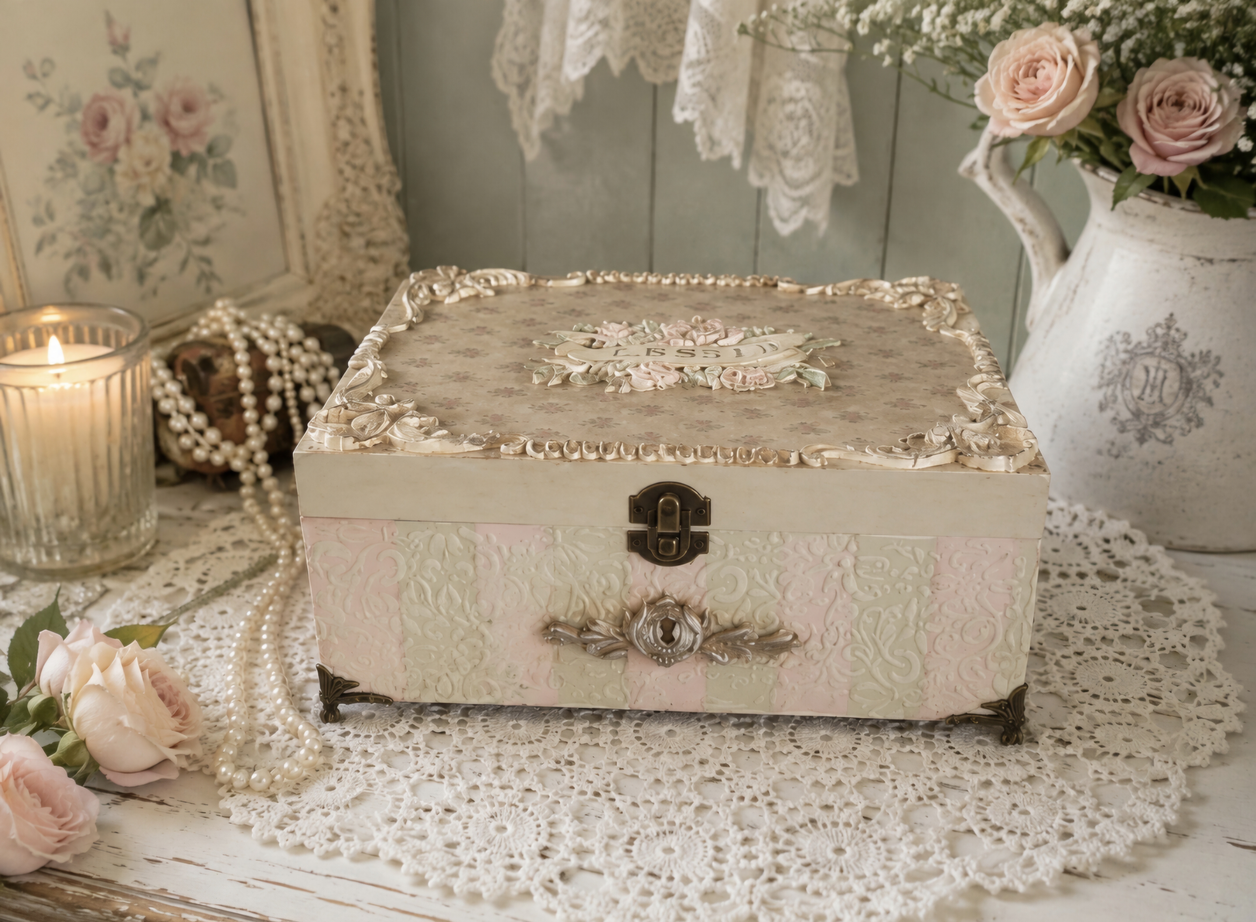 Hand Decorated Vintage Inspired Keepsake Box (photo 1 of 4)