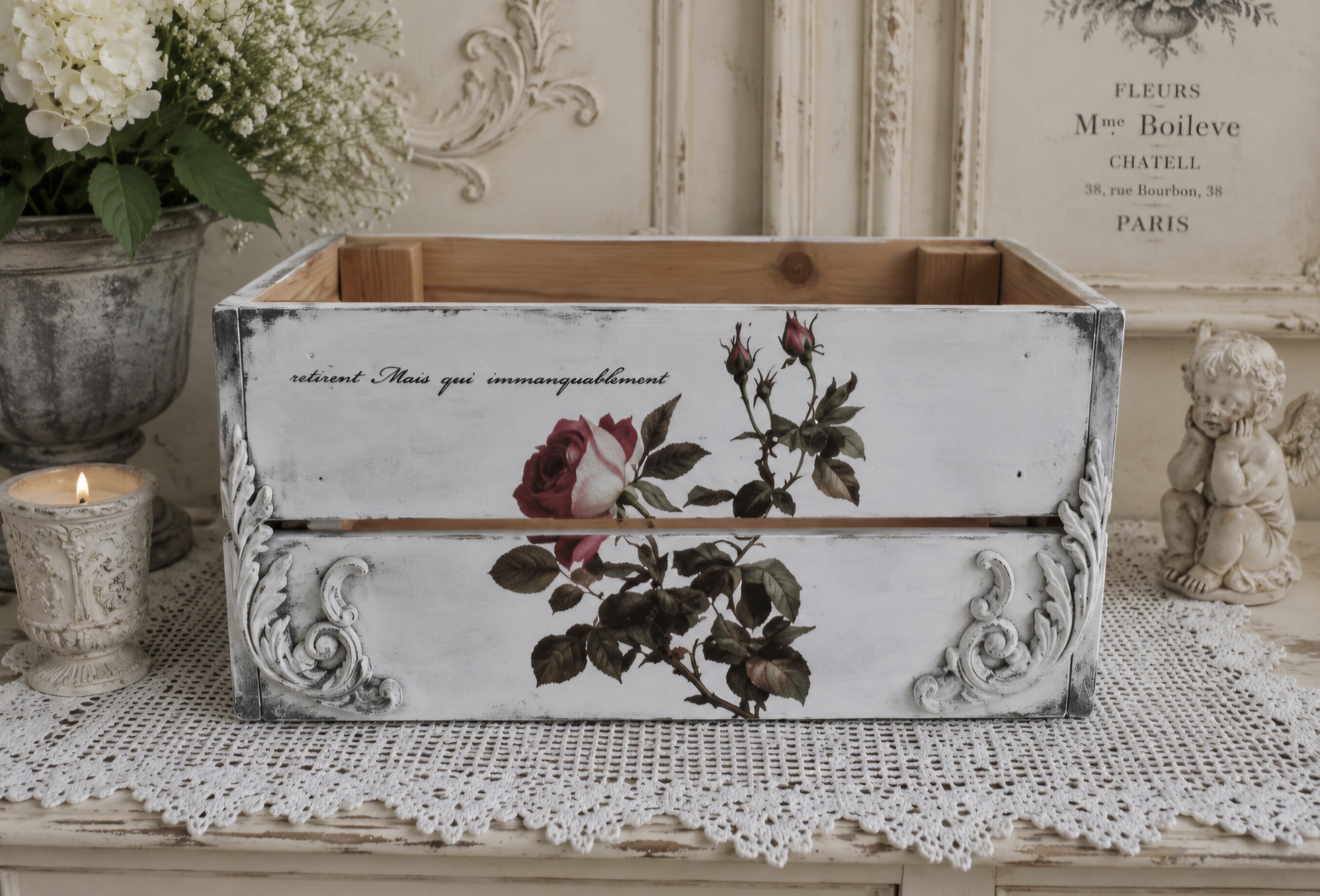 Handmade French Vintage Rose Crate (photo 4 of 5)
