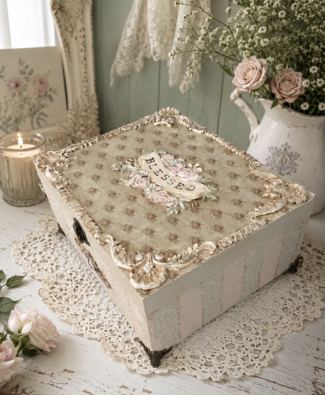 Hand Decorated Vintage Inspired Keepsake Box (photo 2 of 4)