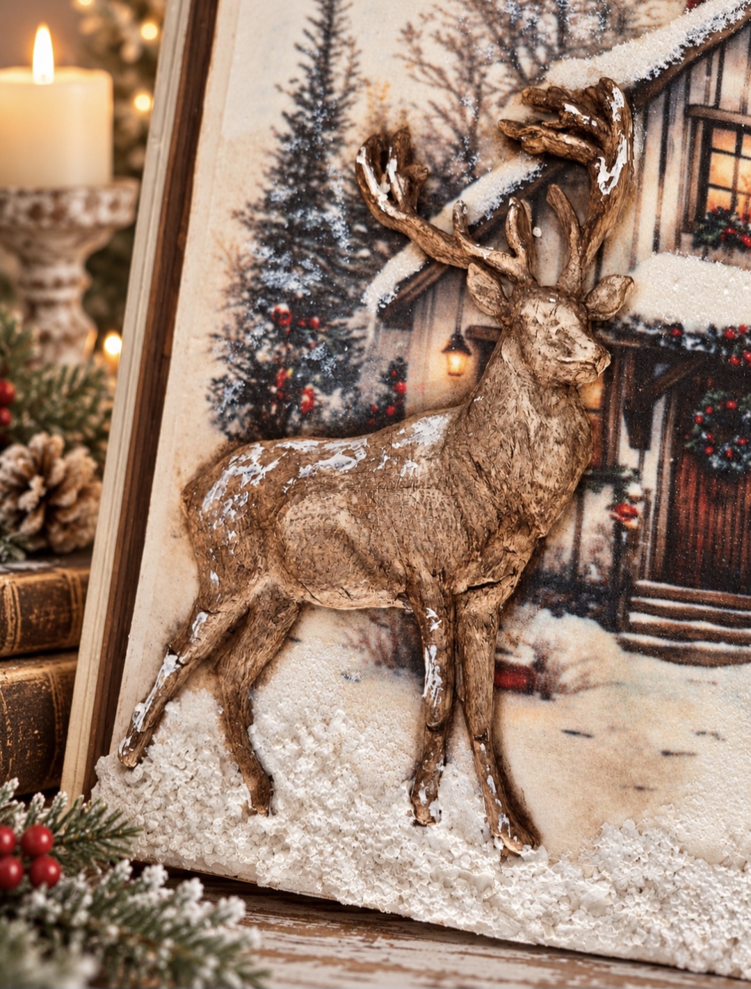 Handmade Open Christmas Scene Book Decoration  (photo 3 of 7)