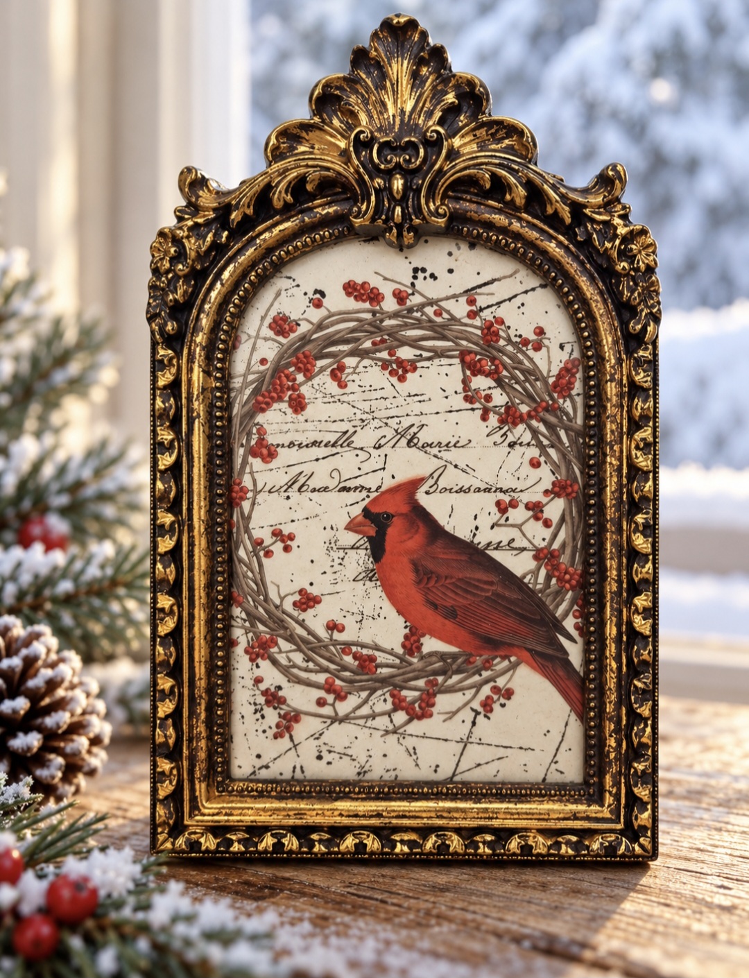 Cardinal Bird Ornate Resin Frame  (photo 5 of 5)