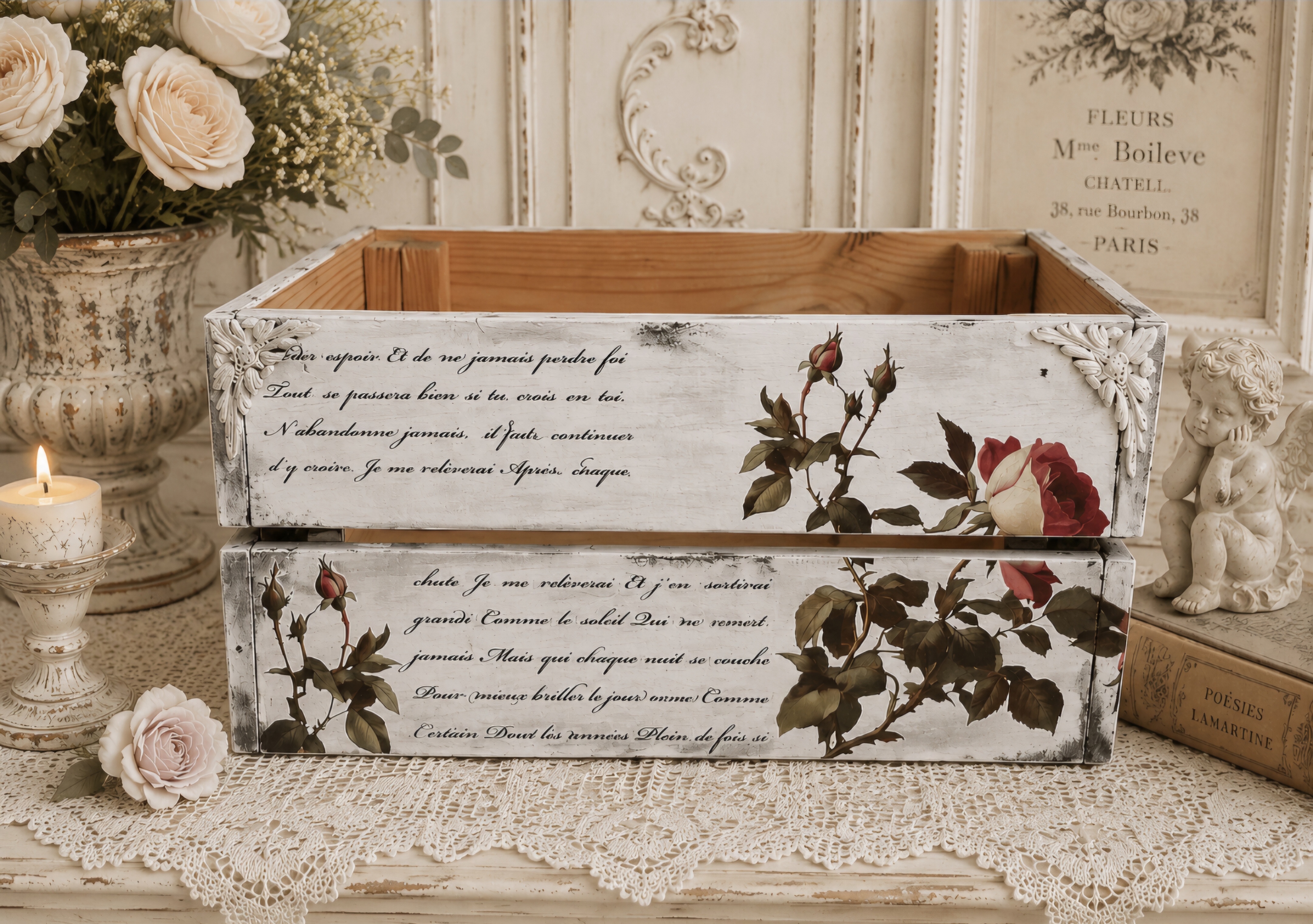 Handmade French Vintage Rose Crate (photo 1 of 5)