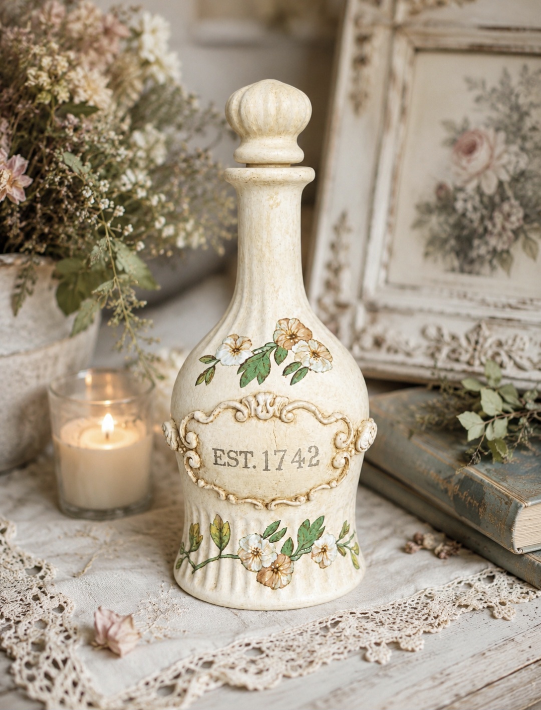 Distressed Floral Bottle  (photo 1 of 2)