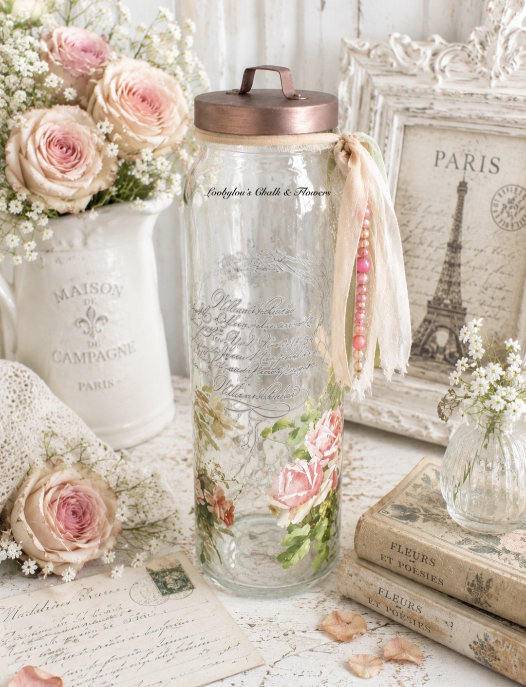 Glass Shabby Chic Pasta Jar (photo 3 of 3)