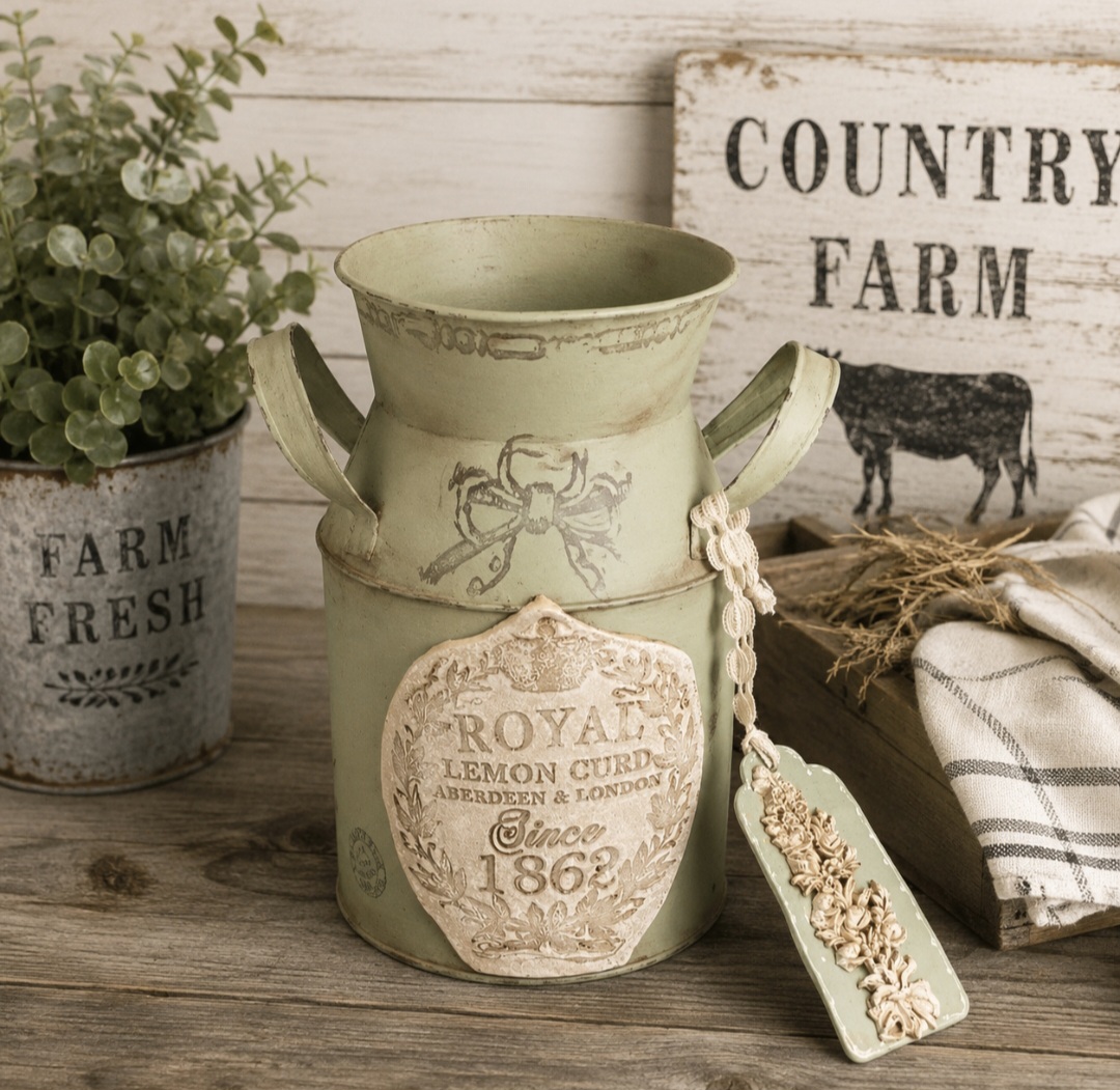 Vintage Sage Metal Milk Churn (photo 2 of 3)