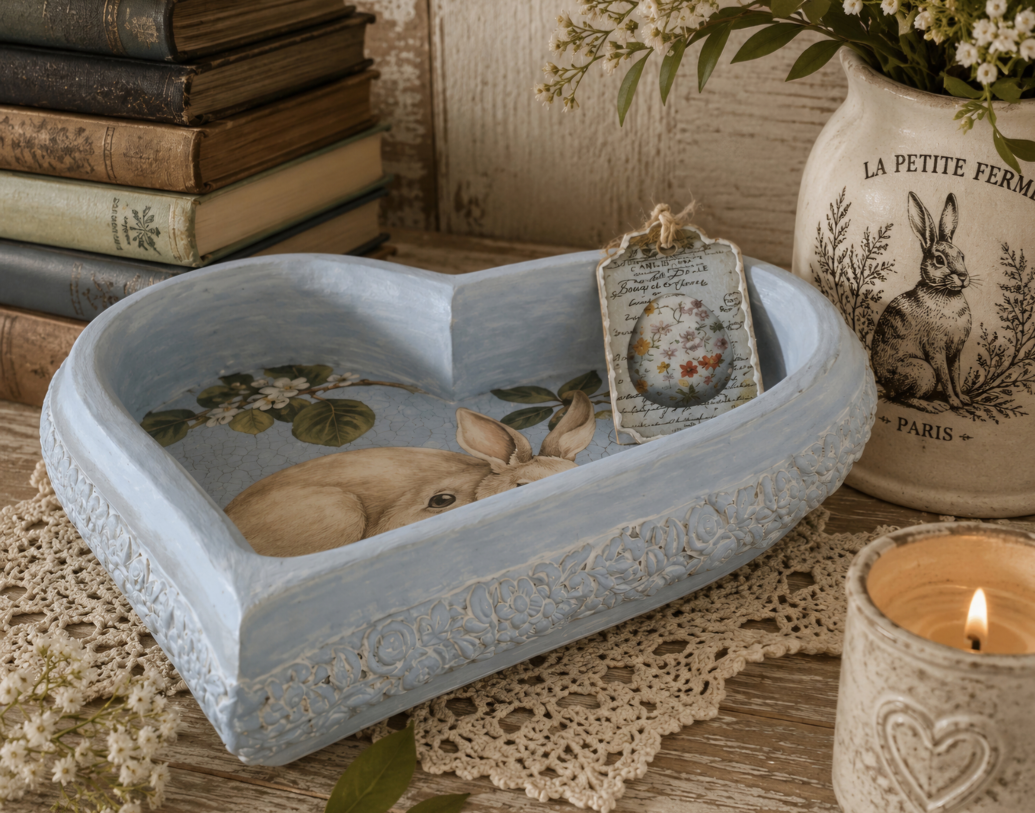 Handmade Wooden Heart Bunny Dish (photo 3 of 4)