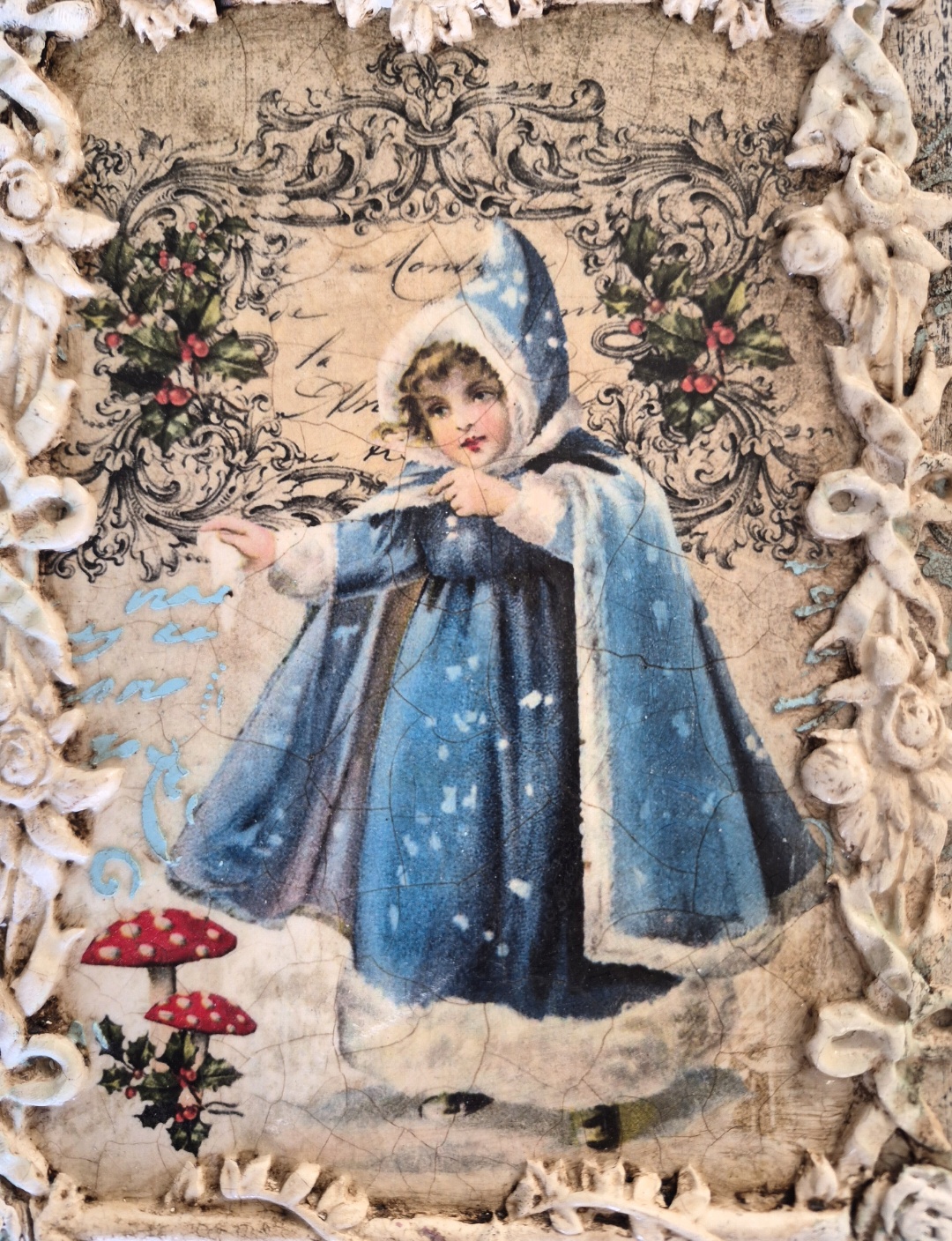 Vintage Winter Girl Hanging Plaque (photo 2 of 3)