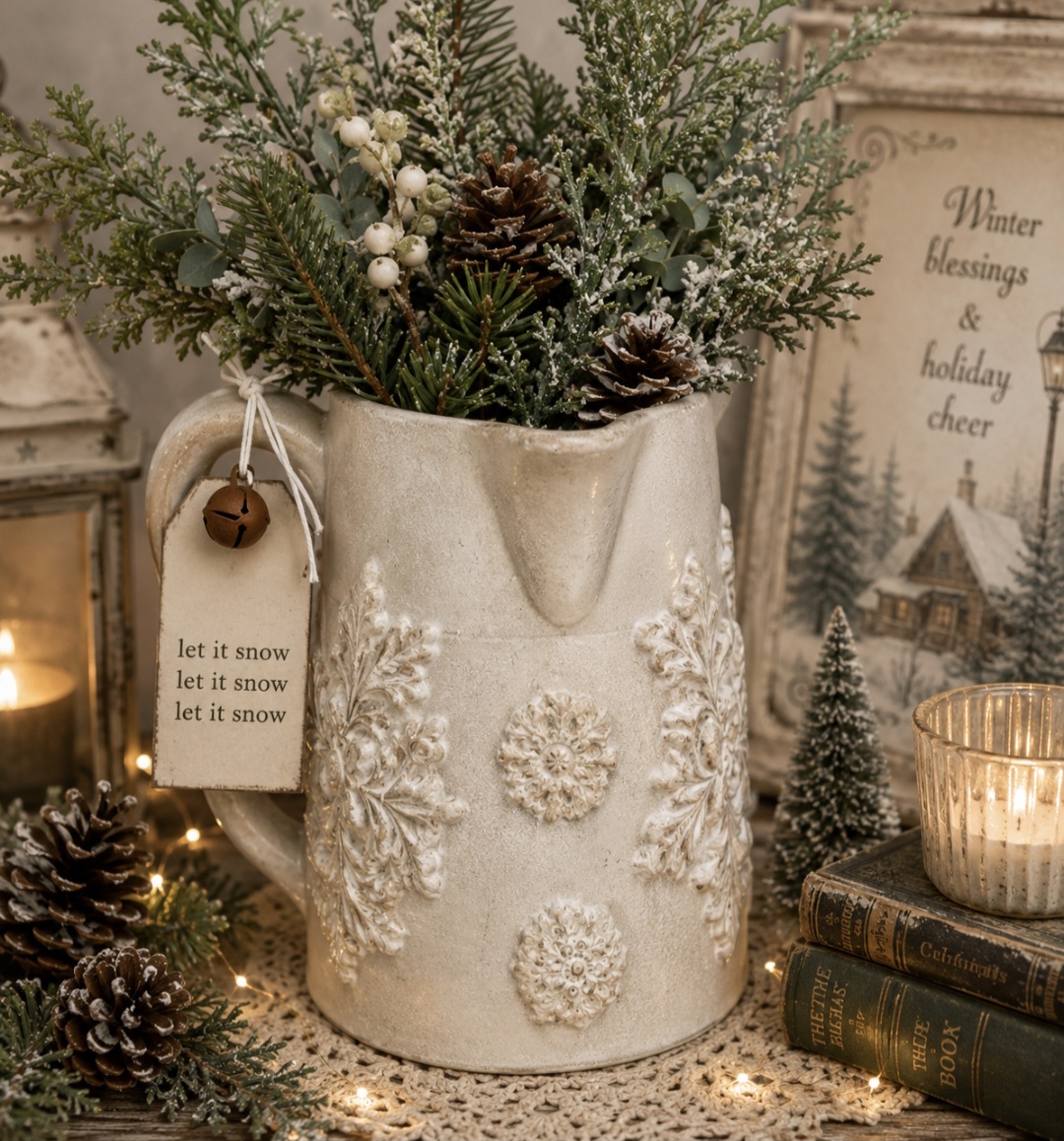 Vintage Christmas Embossed Jug (photo 2 of 3)