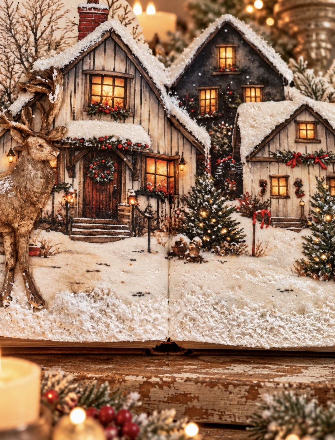 Handmade Open Christmas Scene Book Decoration  (photo 5 of 7)