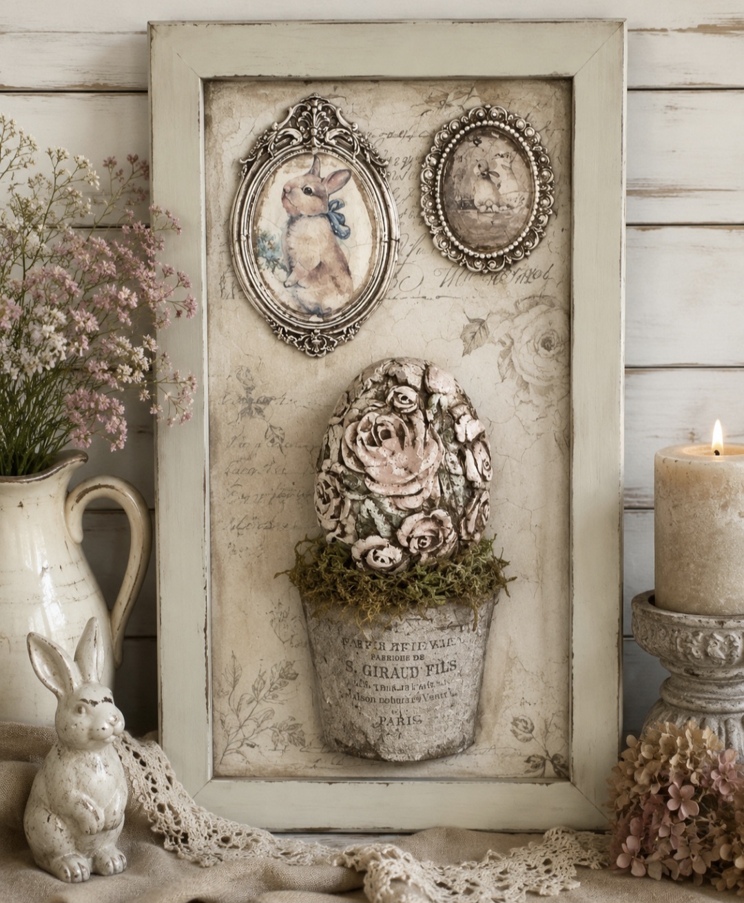 Bunny & Faux Egg Picture With Frame  (photo 1 of 3)