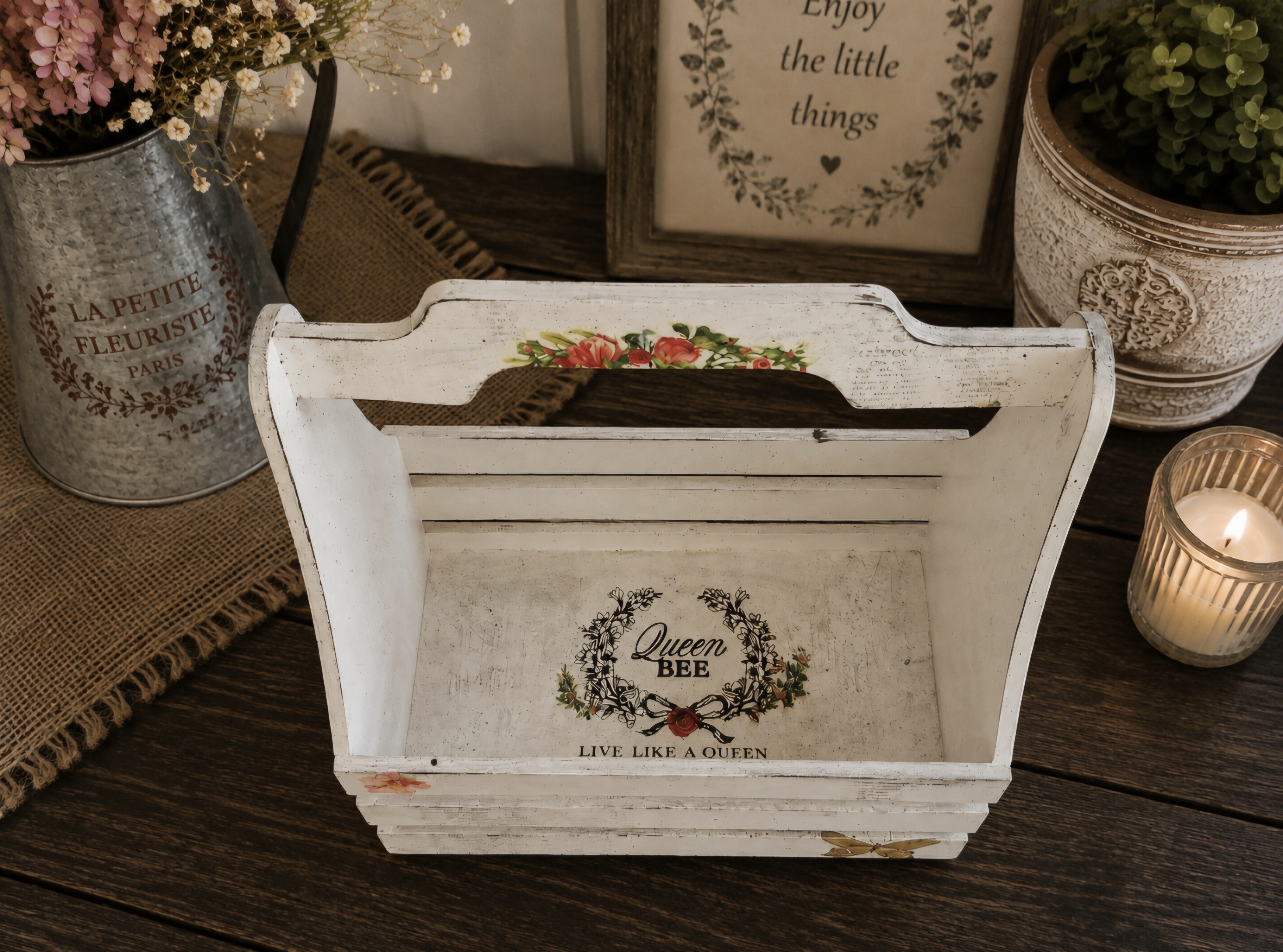 Floral Wooden Storage Caddy (photo 4 of 7)
