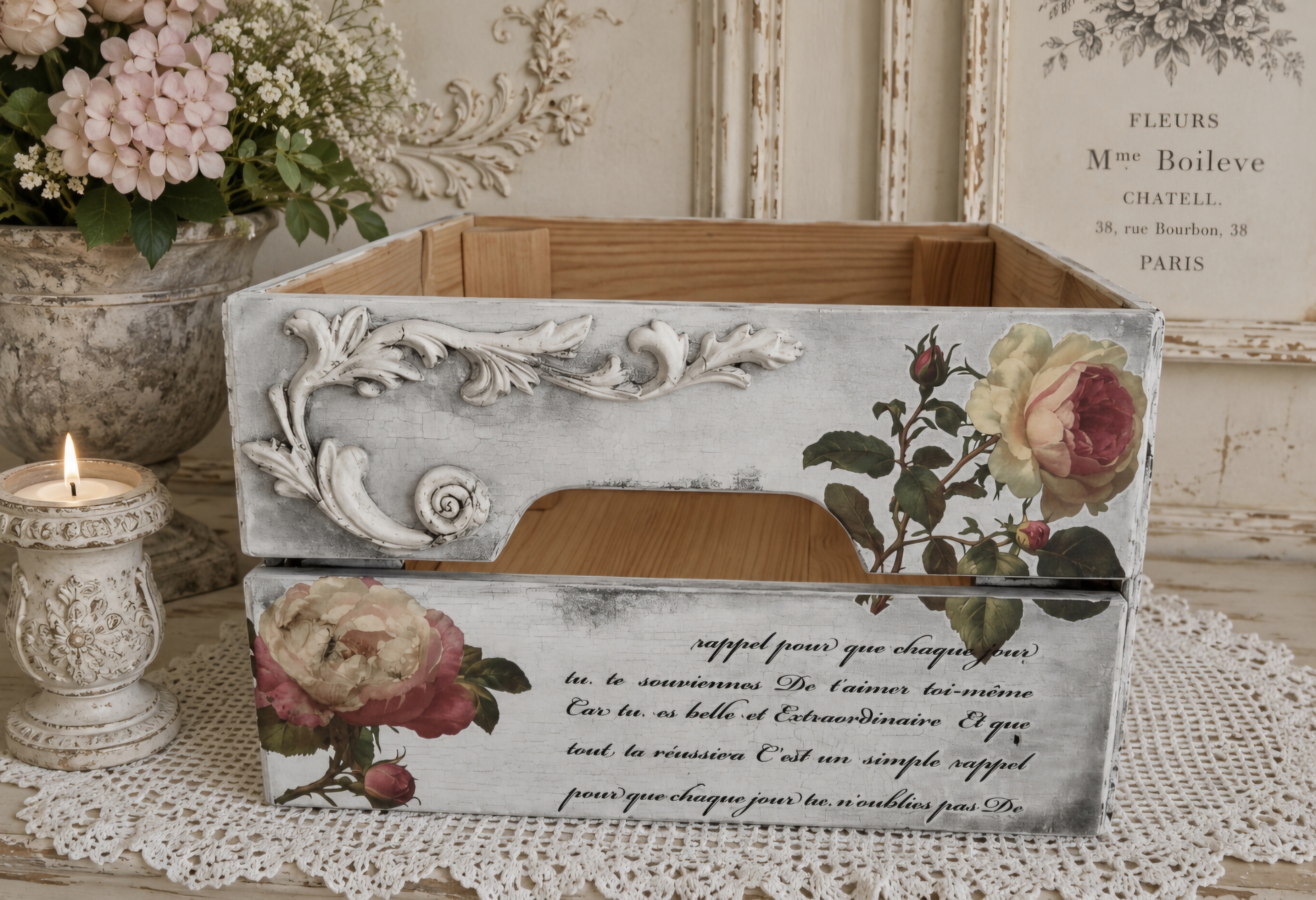 Handmade French Vintage Rose Crate (photo 3 of 5)
