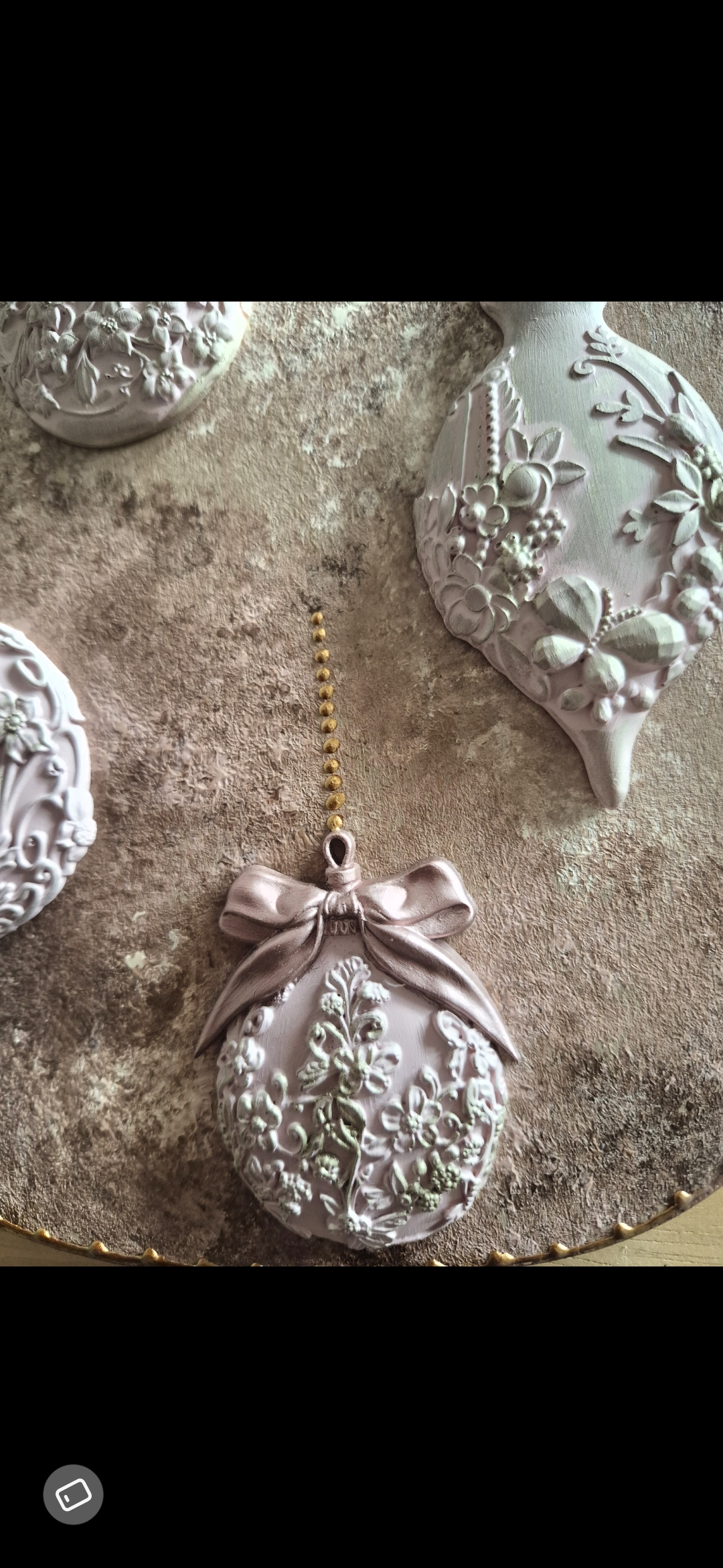 Handmade Vintage Blush Christmas Ornament Display Board (photo 2 of 3)