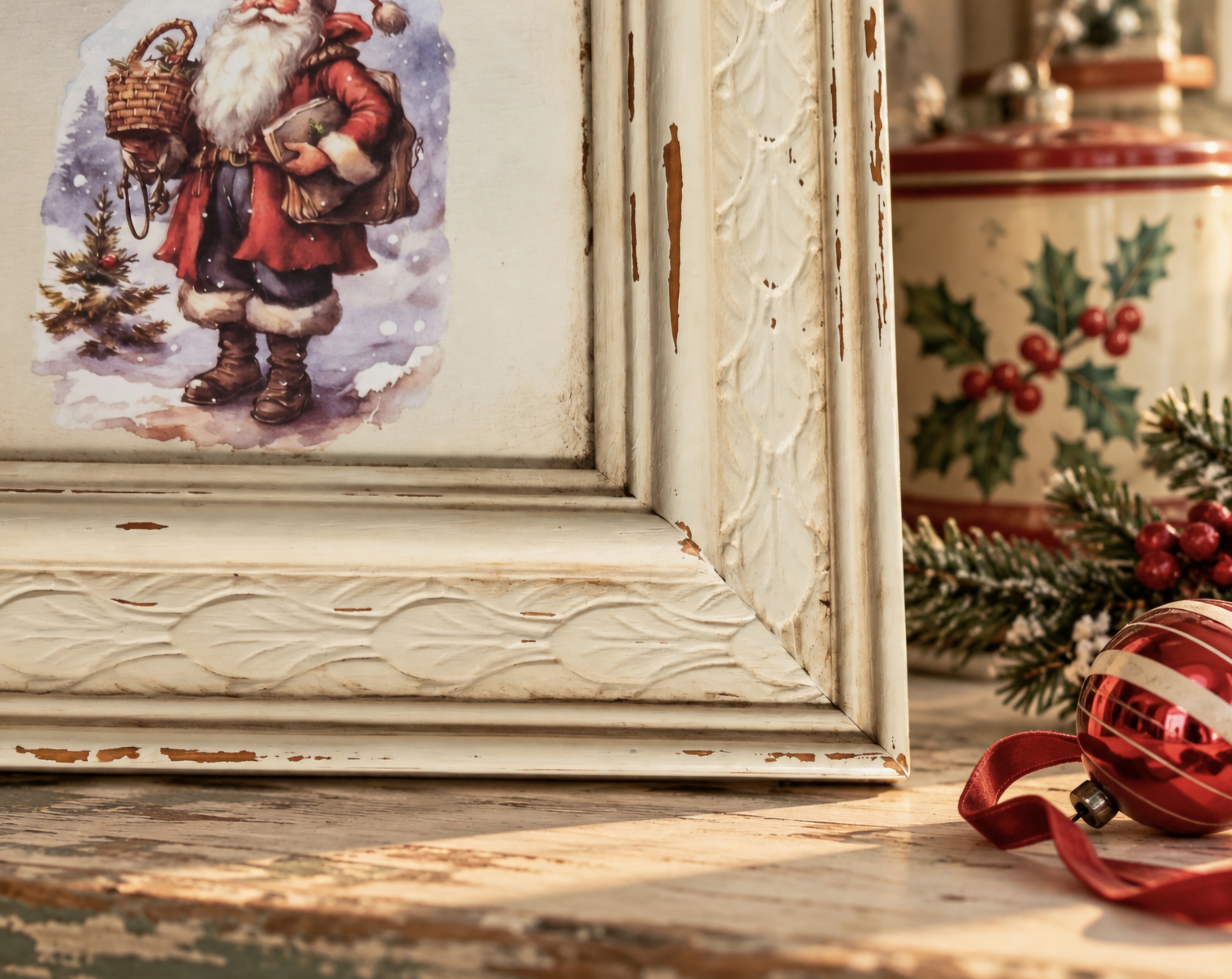 Vintage Santa-Hand Painted Frame  (photo 2 of 5)