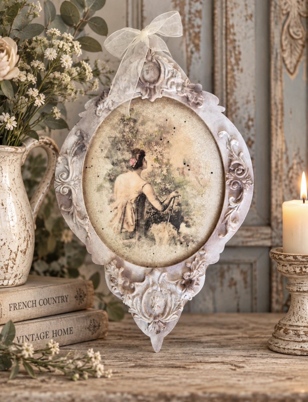 French Country Lady Ornate Hanging Plaque (photo 1 of 4)