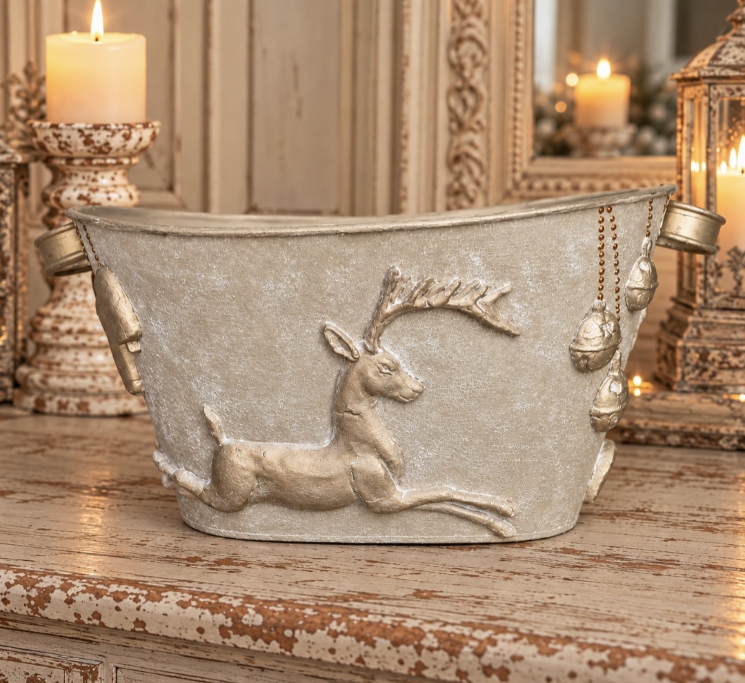 Vintage Style Santa & Reindeer Indoor Planter  (photo 3 of 9)