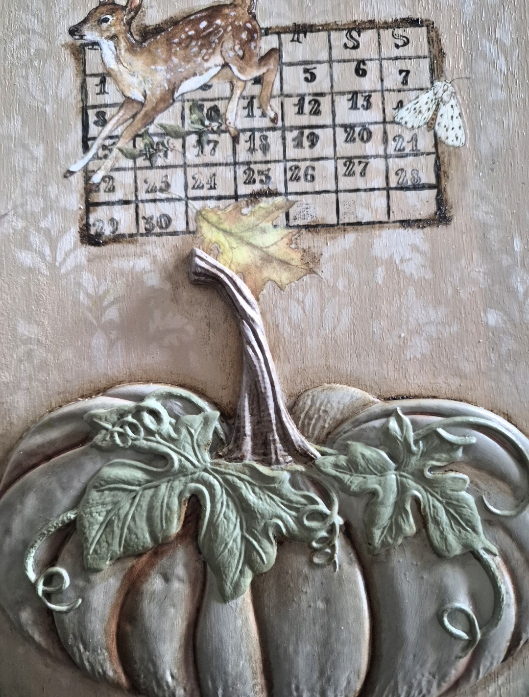 Handmade October Autumn Plaque With 3D Pumpkin (photo 4 of 4)