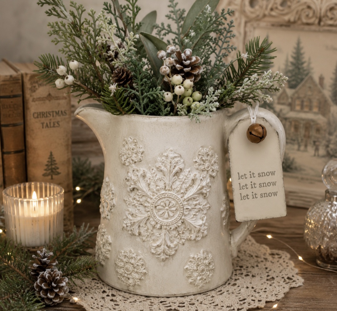 Vintage Christmas Embossed Jug (photo 1 of 3)