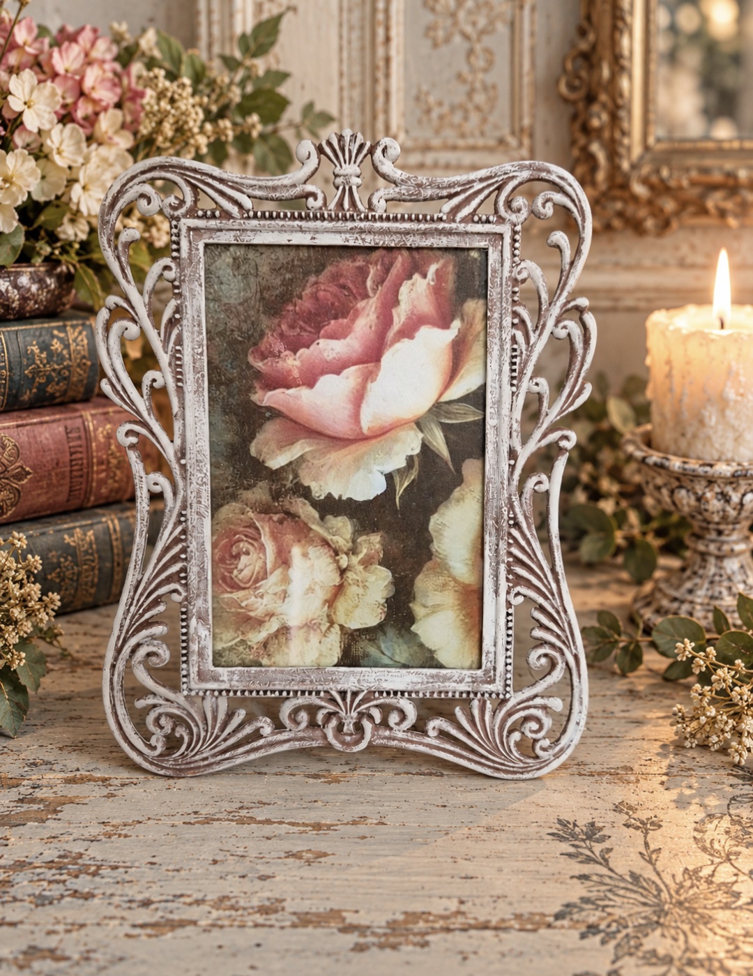 Vintage Rose Ornate Metal Photo Frame  (photo 4 of 4)