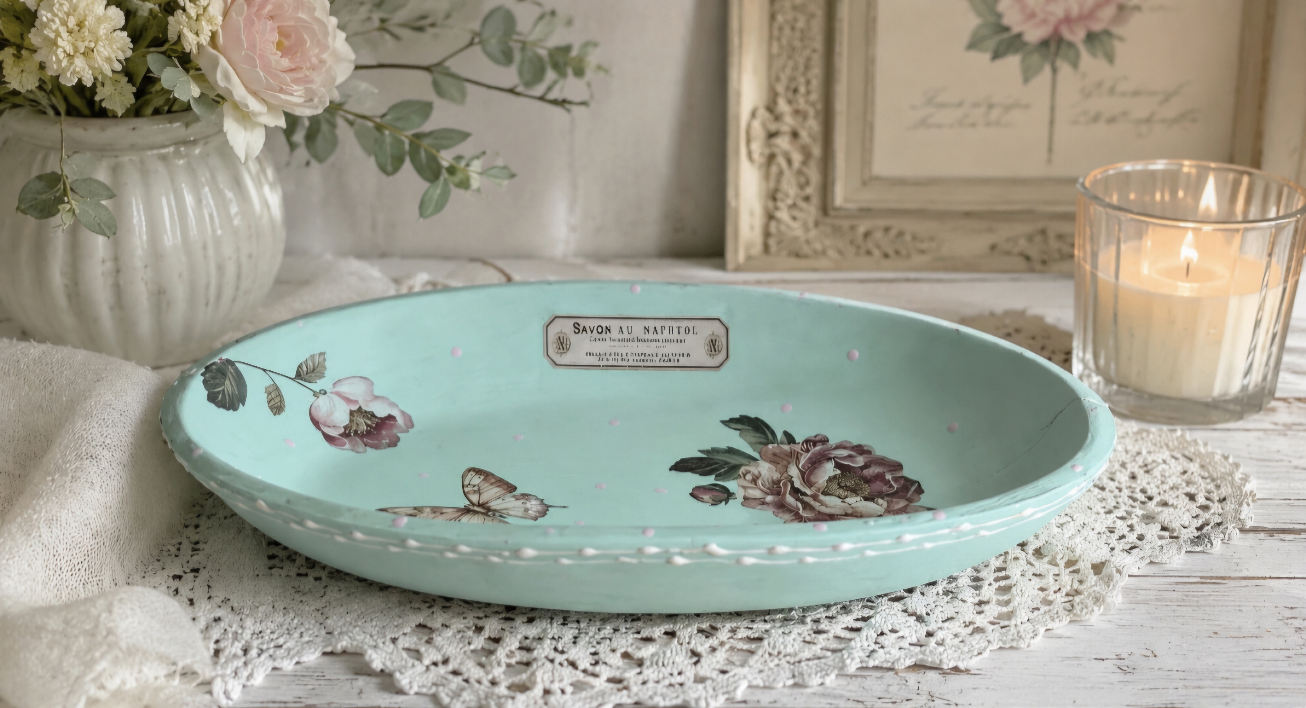 Shabby Chic Wooden Trinket Dish No.2 (photo 1 of 2)