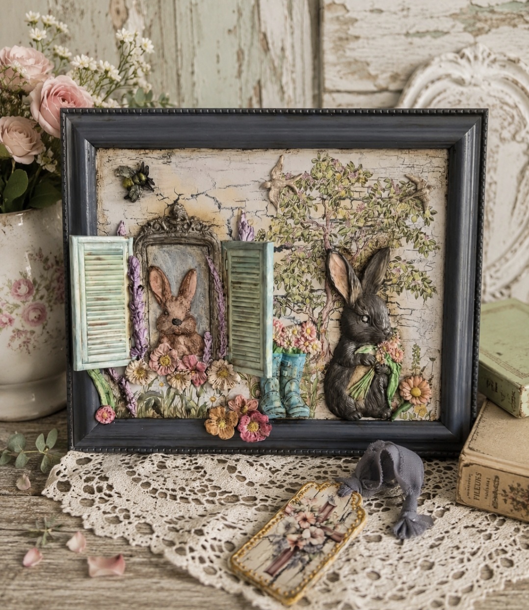 Whimsical Easter Cottage Framed Picture  (photo 1 of 3)