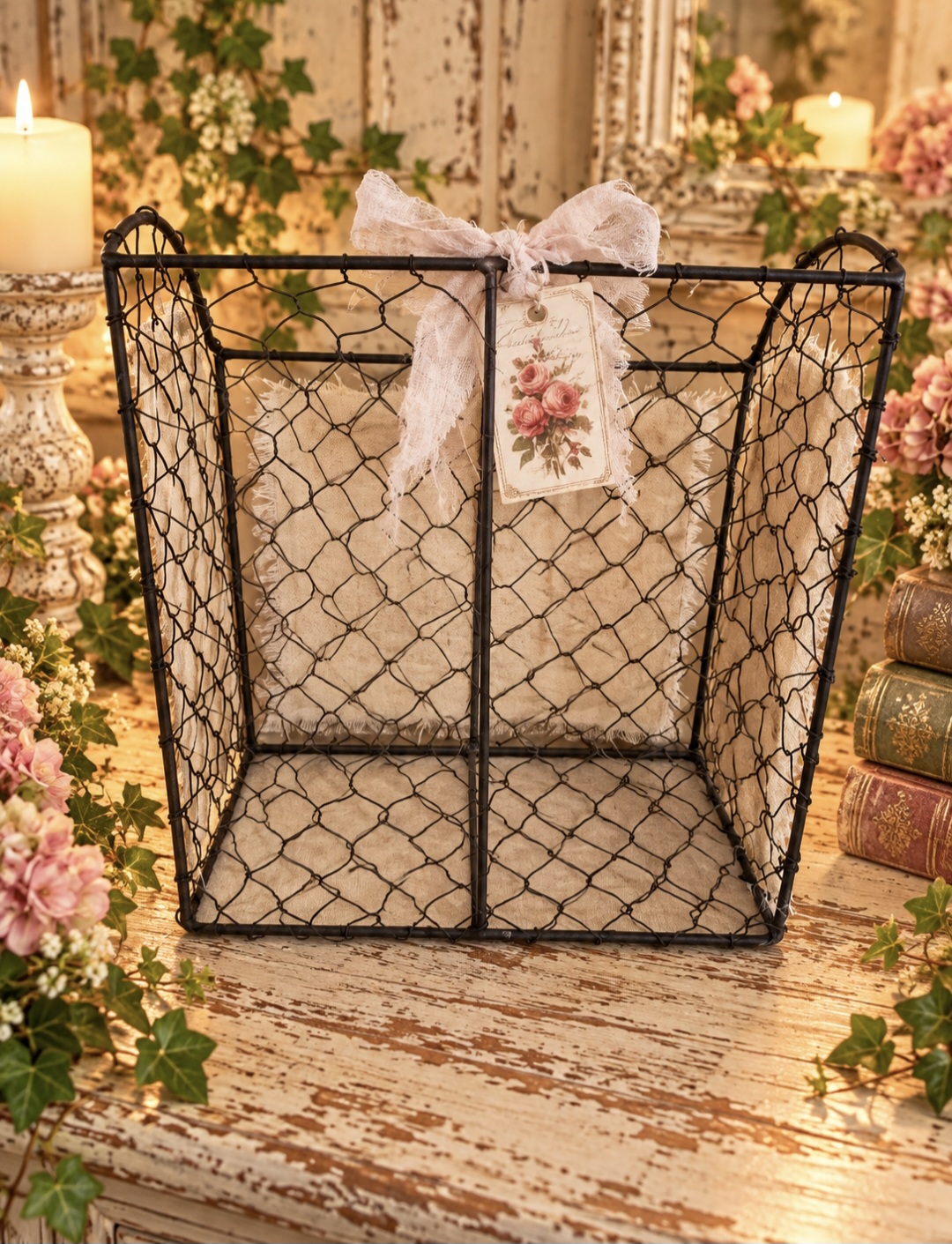 Shabby Chic Wire Storage Basket  (photo 9 of 9)