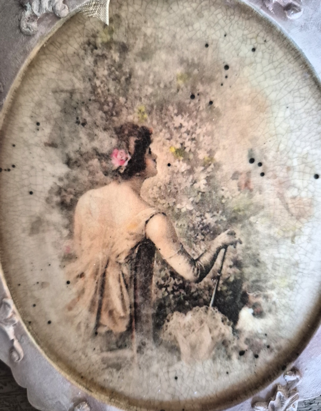 French Country Lady Ornate Hanging Plaque (photo 3 of 4)