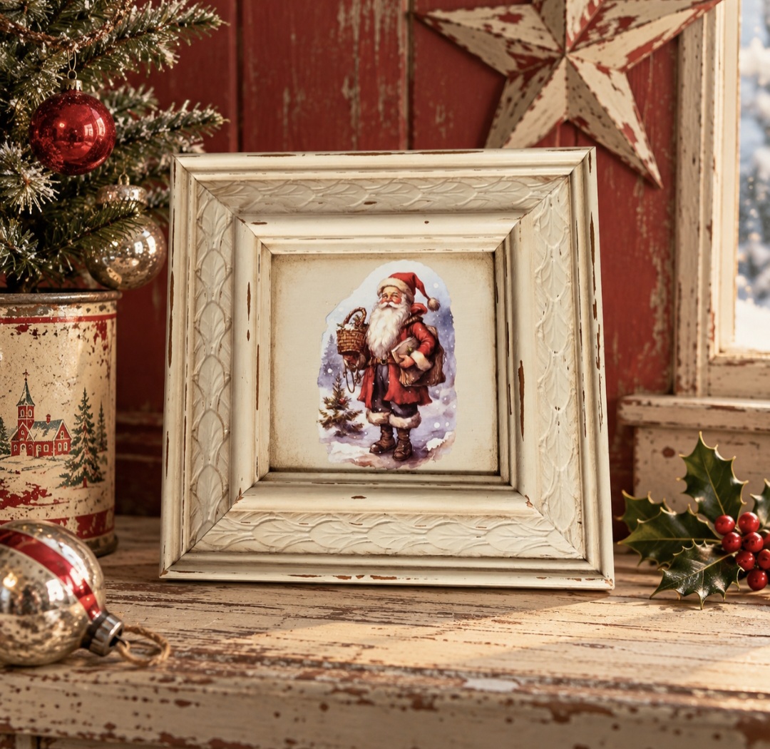 Vintage Santa-Hand Painted Frame  (photo 1 of 5)