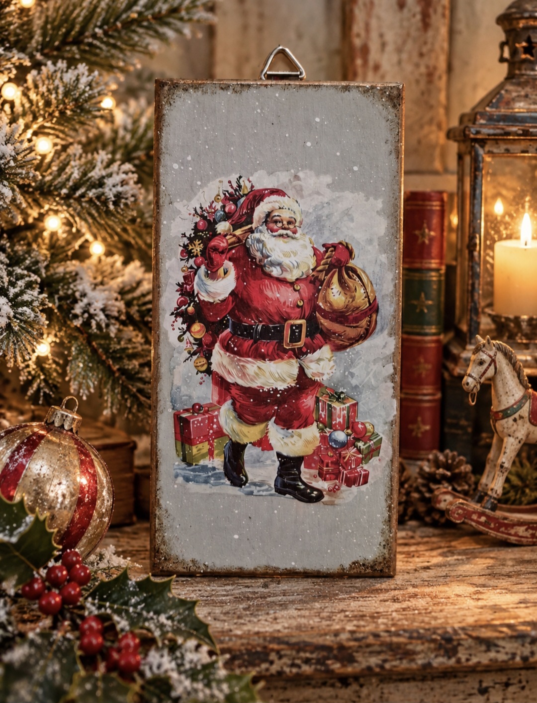 Small Plaque Retro Santa 
