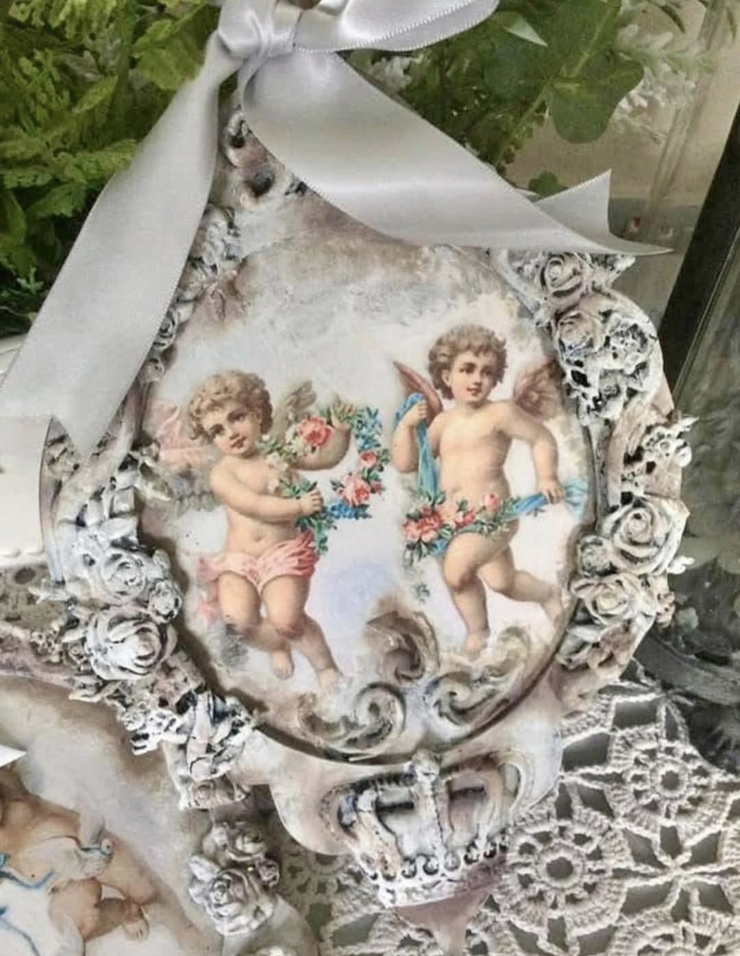 Ornate Cherub Plaque 