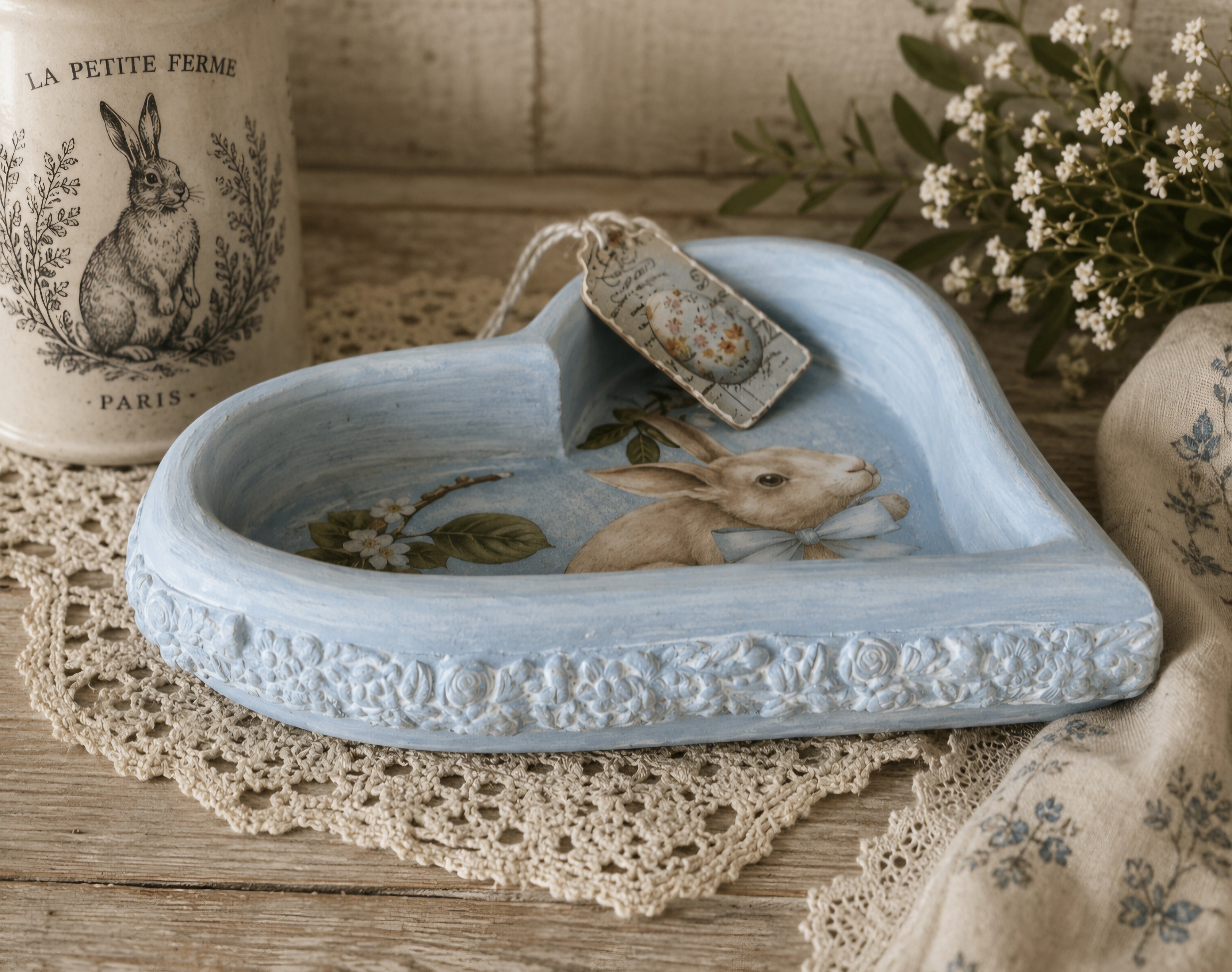 Handmade Wooden Heart Bunny Dish (photo 2 of 4)