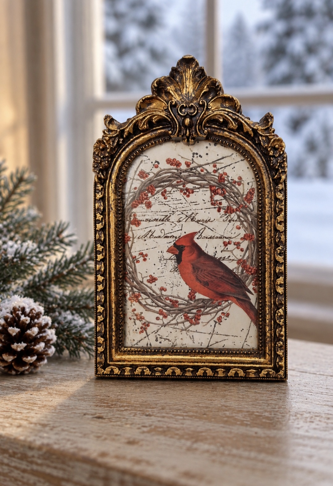 Cardinal Bird Ornate Resin Frame  (photo 1 of 5)