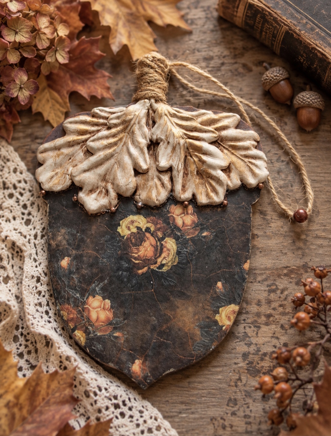 Handmade Flat Acorn Decoration (photo 1 of 2)