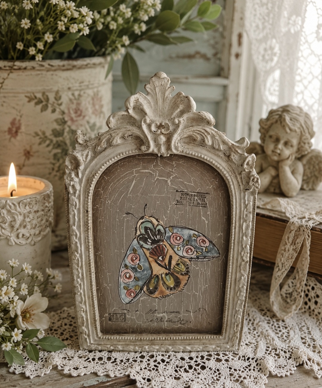 Ornate Frame With Whimsical Moth (photo 1 of 2)
