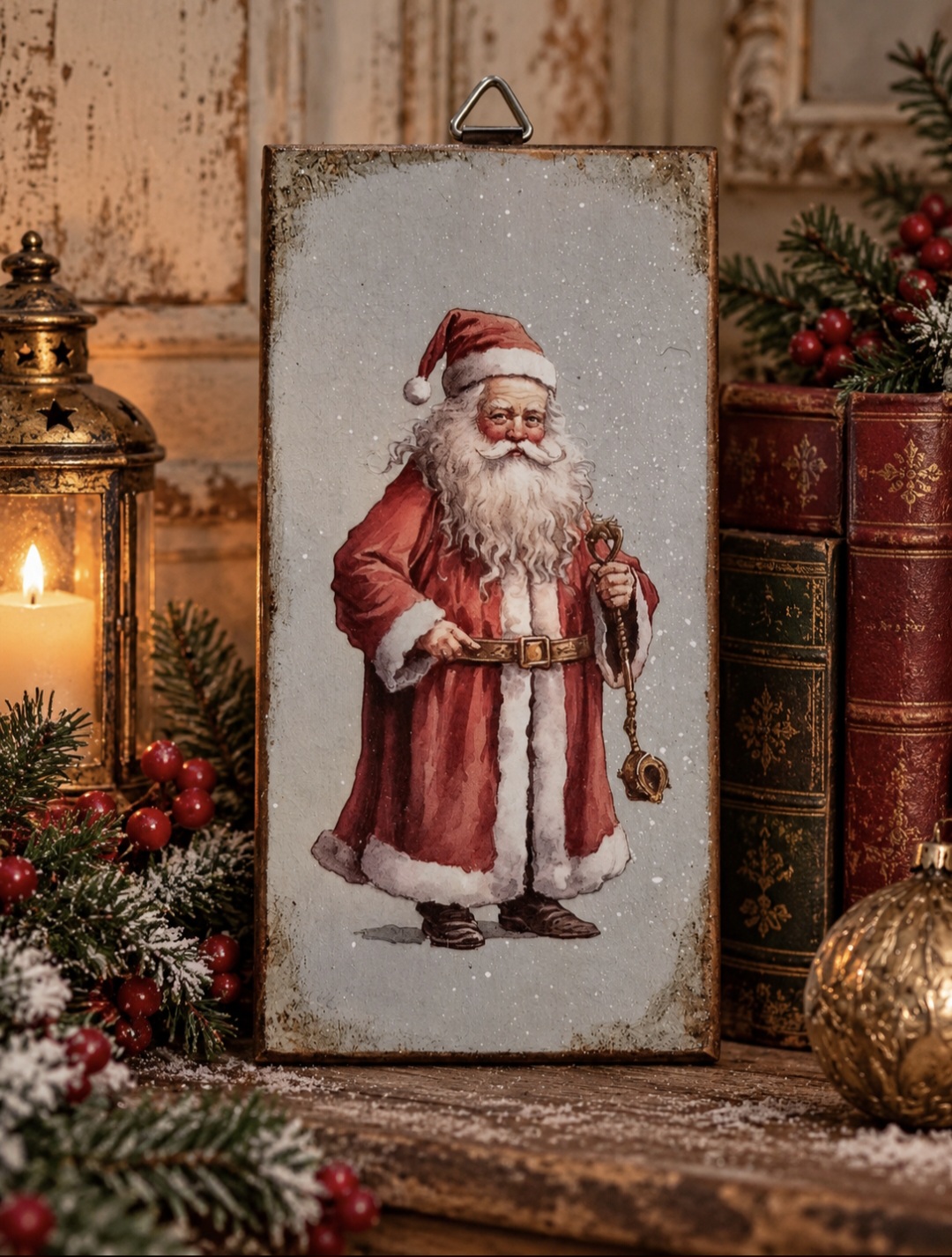 Small Plaque Vintage Santa 