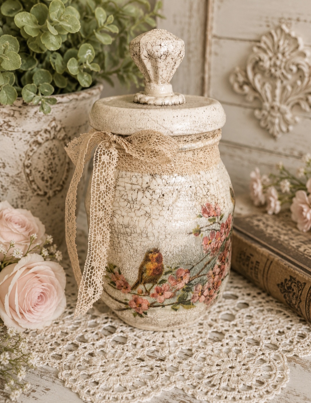 Burden With Blossom Glass Storage Jar (photo 2 of 3)