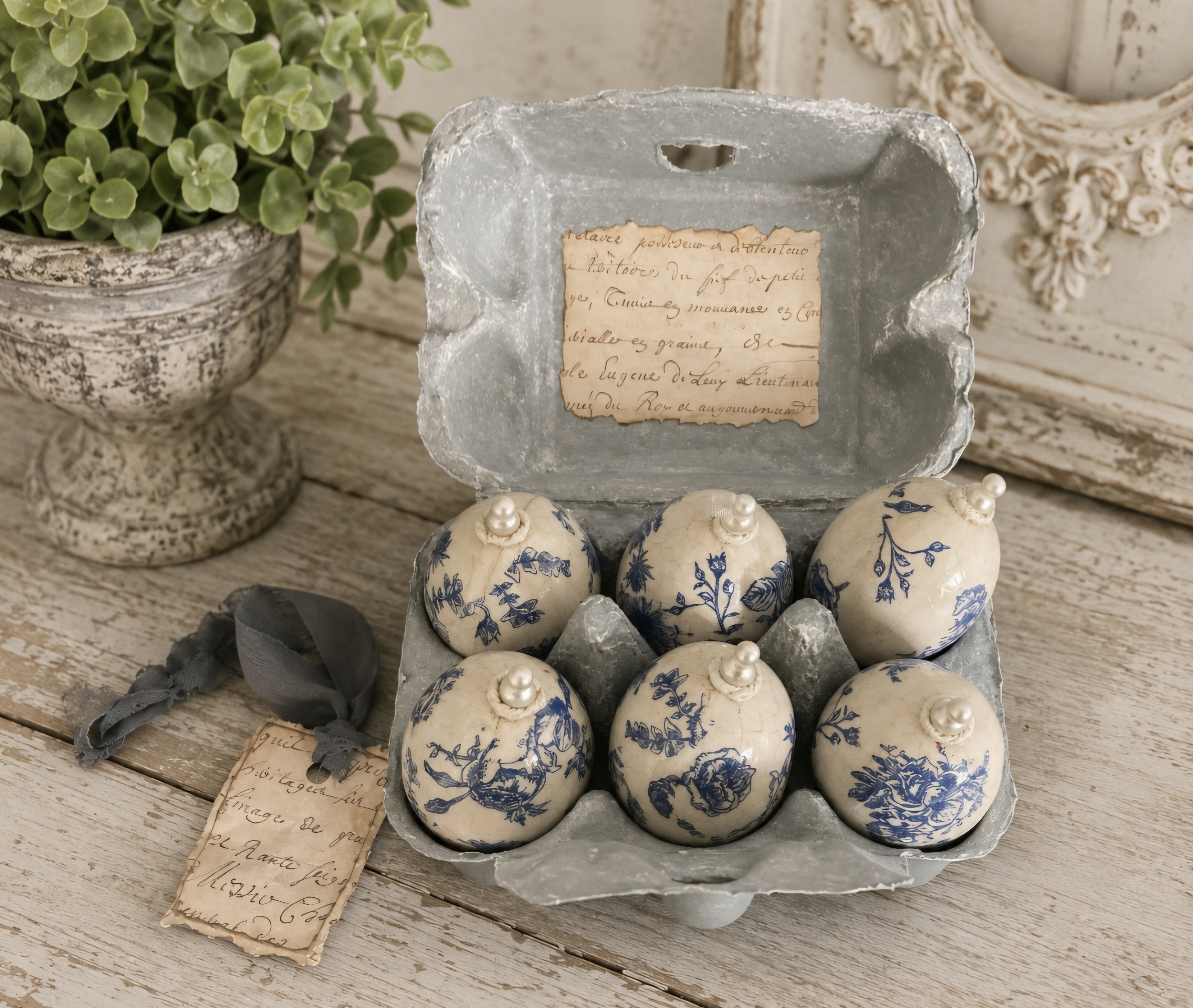 French Rustic Charm Faux Eggs & Carton  (photo 1 of 6)