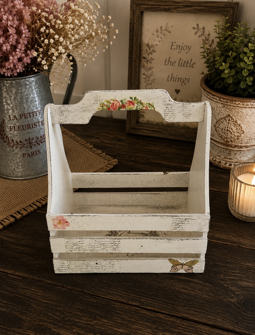 Floral Wooden Storage Caddy (photo 1 of 7)