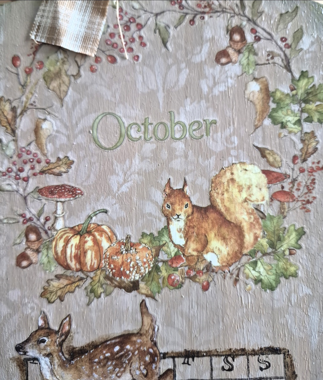 Handmade October Autumn Plaque With 3D Pumpkin (photo 2 of 4)