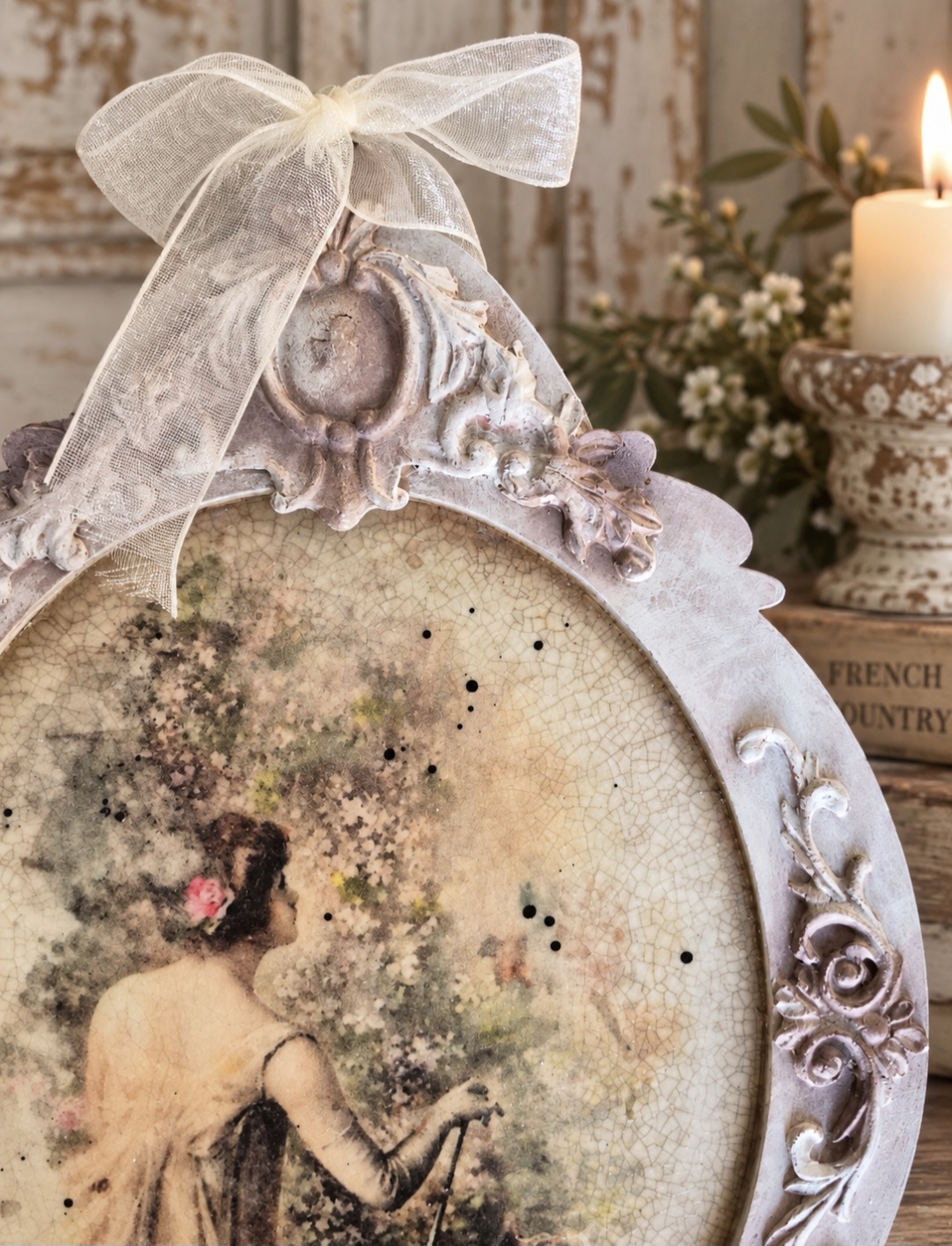 French Country Lady Ornate Hanging Plaque (photo 4 of 4)